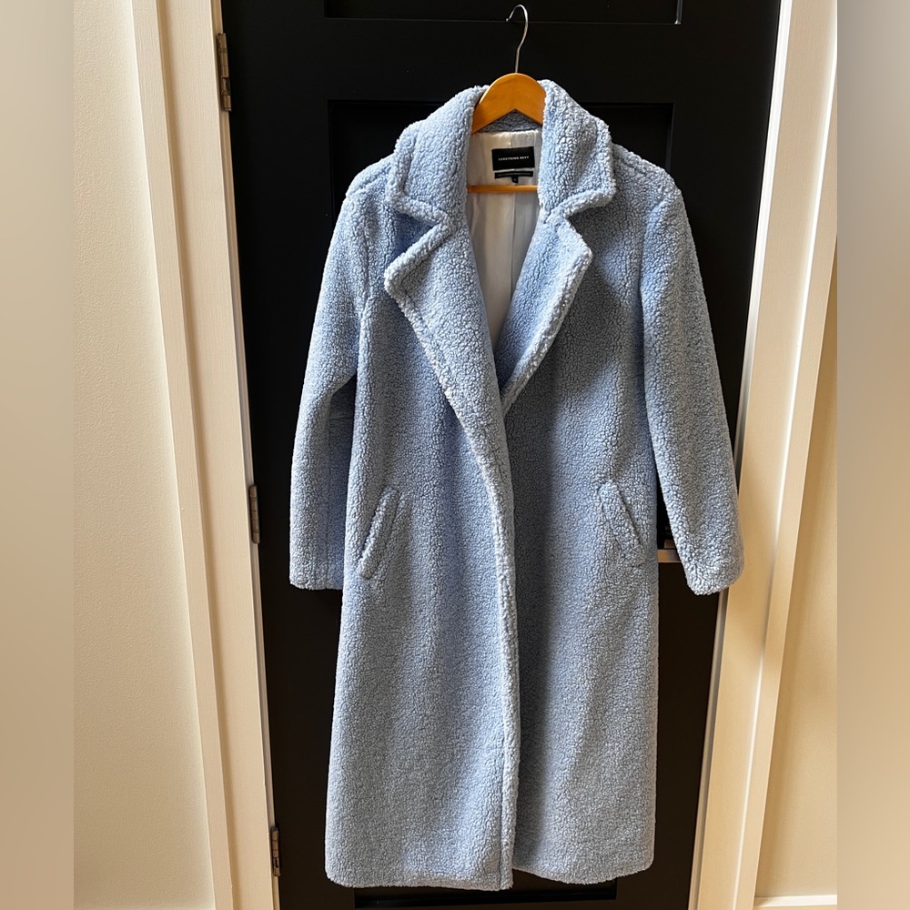 Something Navy Baby Blue Teddy Coat